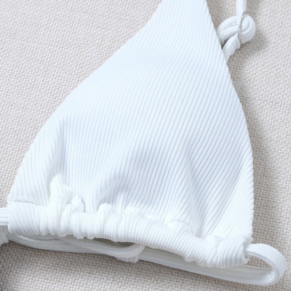 NEW! Ribbed 3 Pc Set Bikini Black & White Swimsuit - Picture 5 of 13